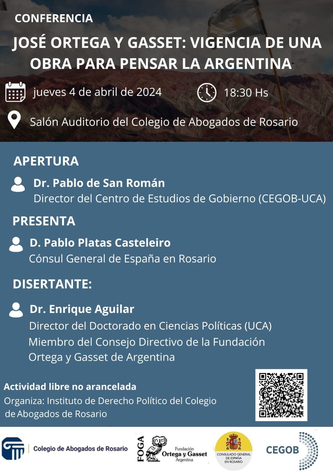 El Instituto de Derecho Político invita a:  Conferencia: José Ortega y Gasset: Vigencia de una obra política para pensar la Argentina - 04/04/2024